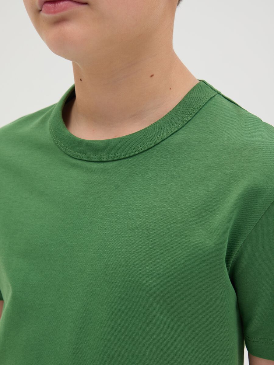 Green short-sleeve cotton T-shirt for boys_1