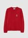 Red oversized crew-neck jumper with Christmas embroidery_4
