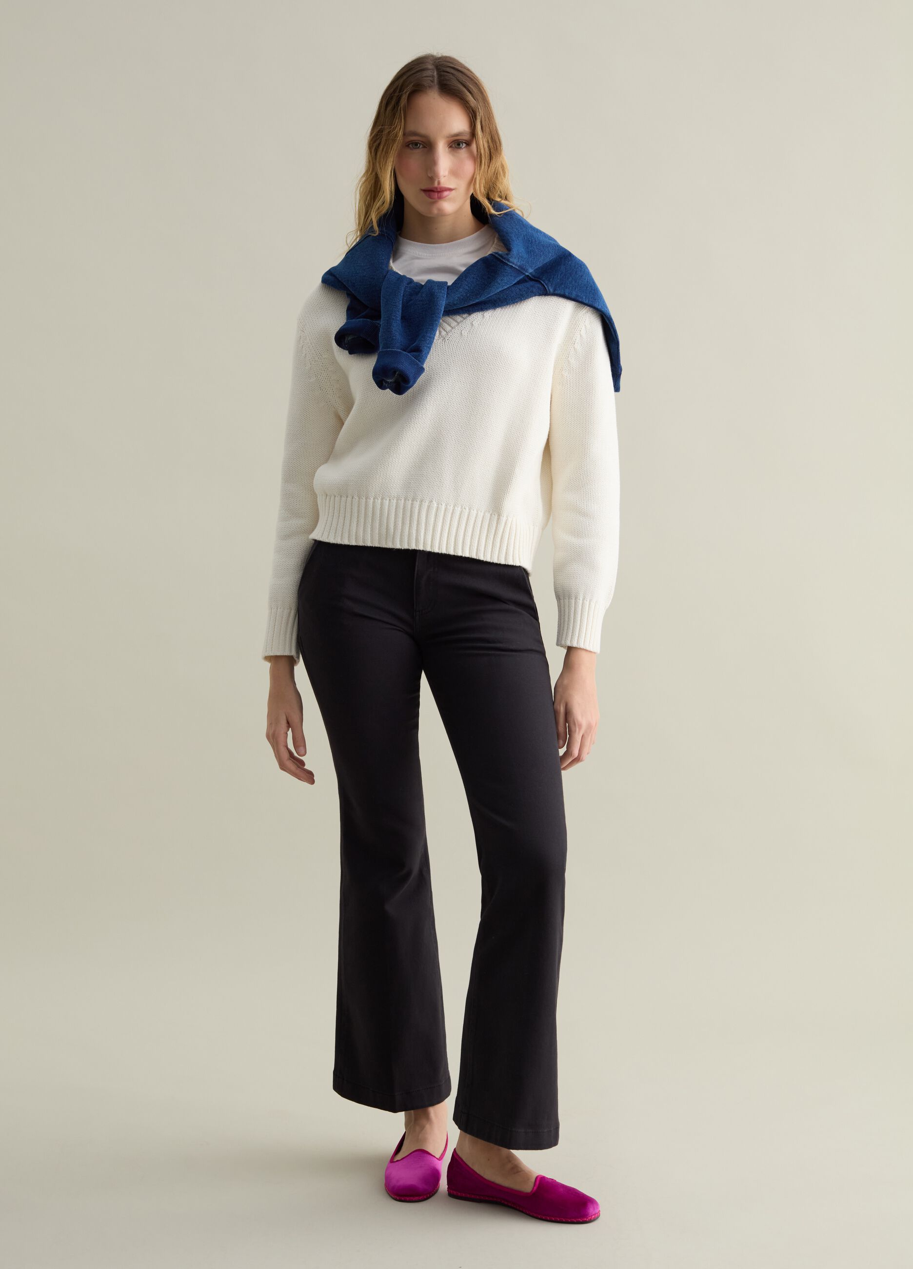 Flare-fit chino trousers in twill