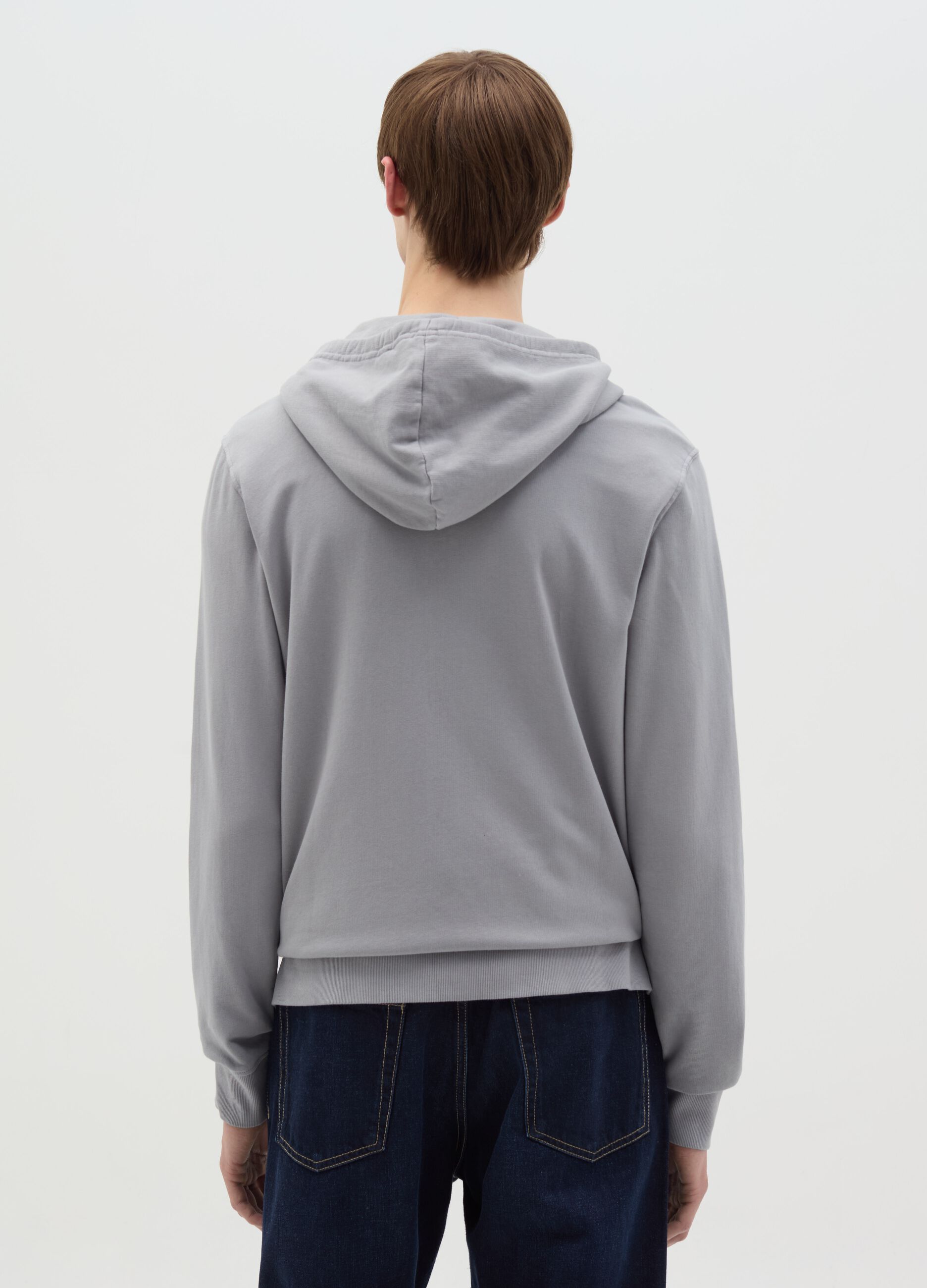 Full-zip sweatshirt in cotton with hood