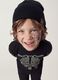 Cappello nero in cotone elasticizzato jersey knit per bambino_0