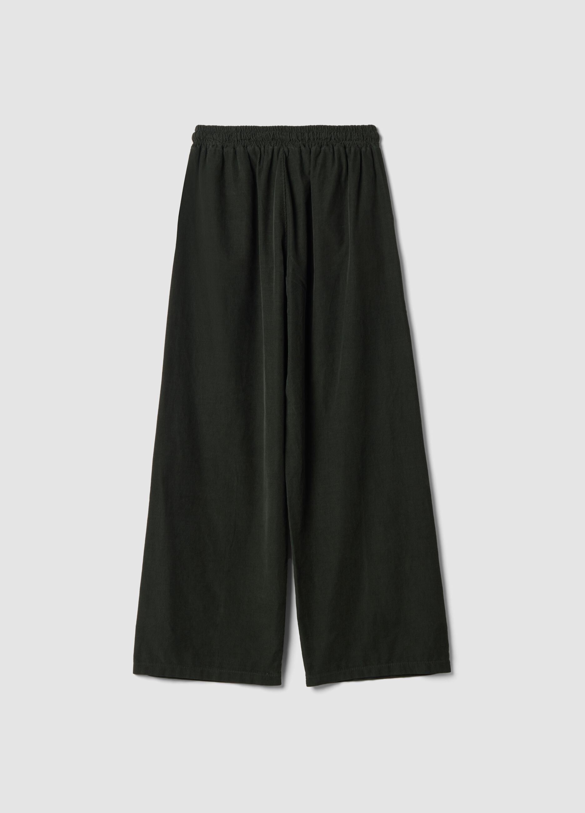 Green pure cotton regular-fit trousers