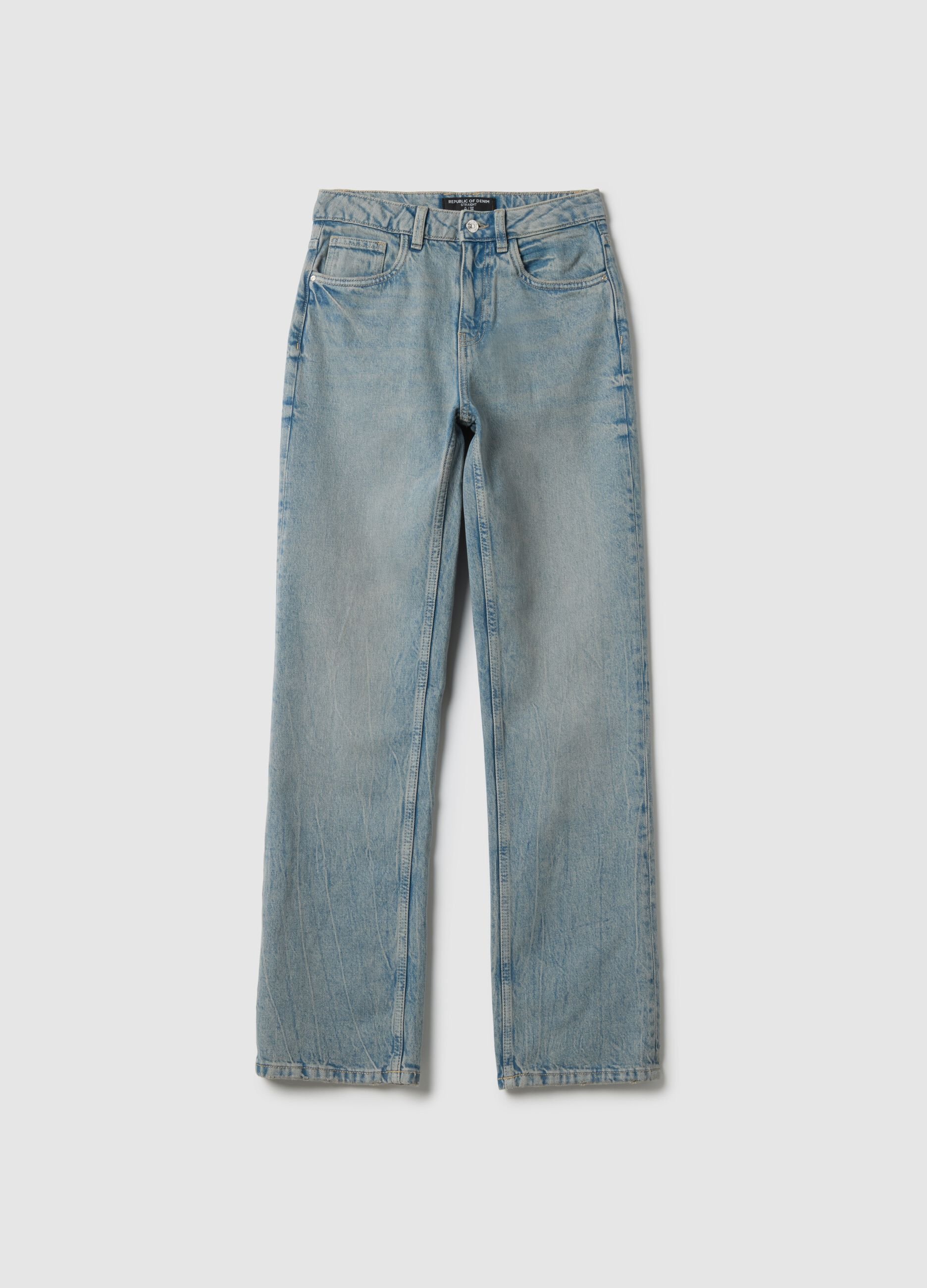 Pure Cotton Blue Straight Fit Jeans