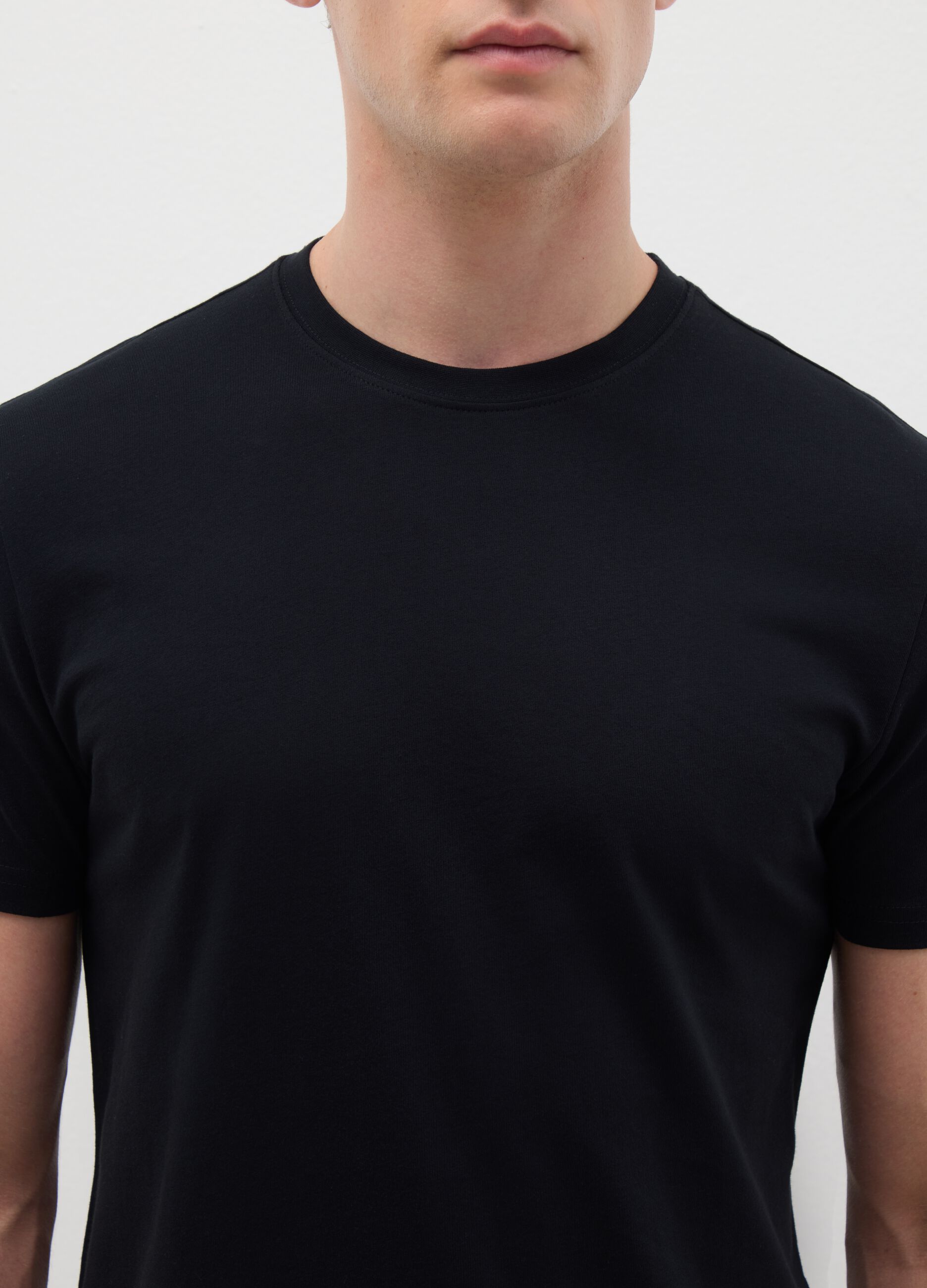 Tripack di t-shirt da uomo in puro cotone nere regular fit