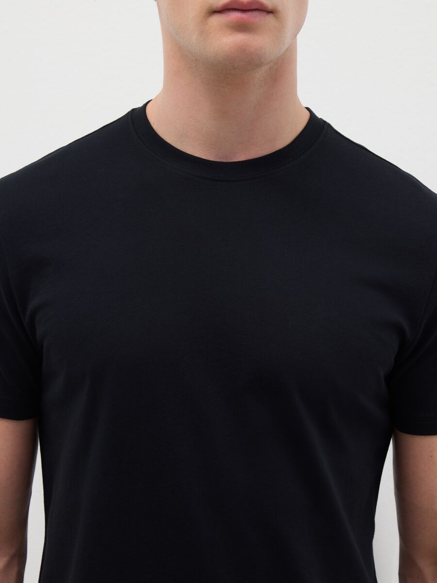 Tripack di t-shirt da uomo in puro cotone nere regular fit_1