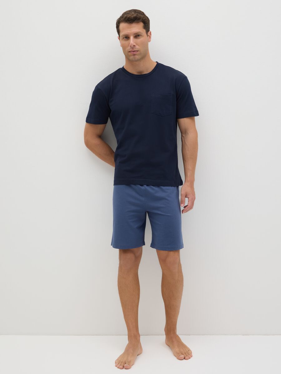 Men's blue cotton regular fit t-shirt and bermuda shorts set_0