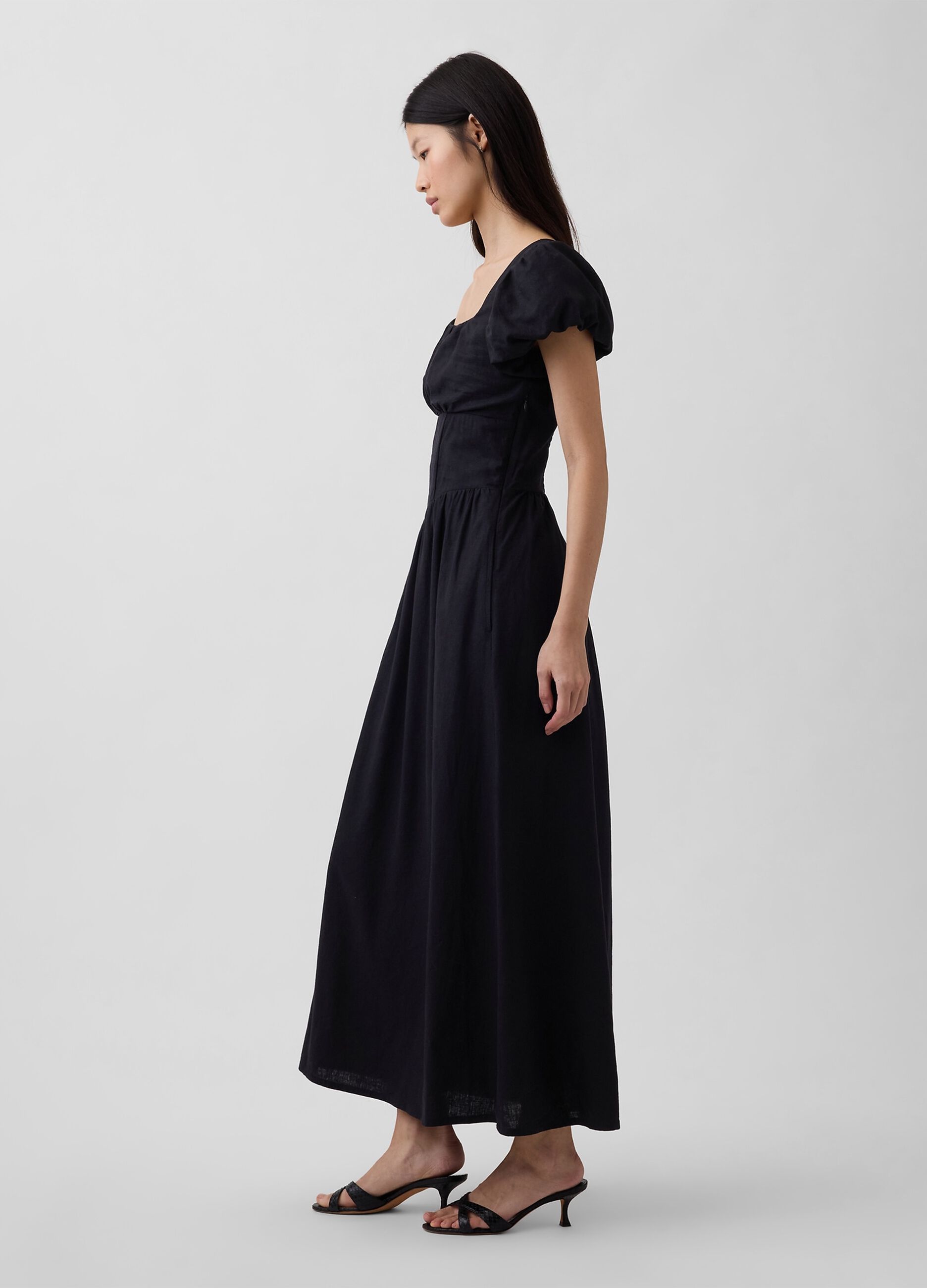 Long linen-blend dress