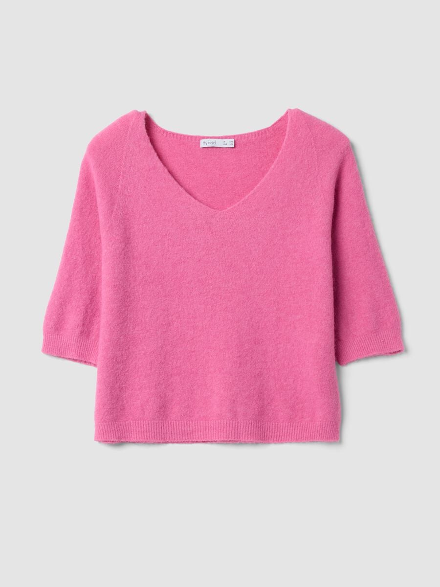 Maglia rosa scollo a V regular fit_0