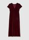Long red dress with deep V-neck and regular fit long sleeves_4