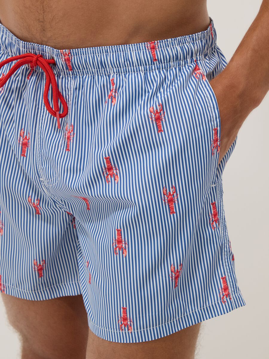 Boxer mare blu a righe con stampa aragoste_3