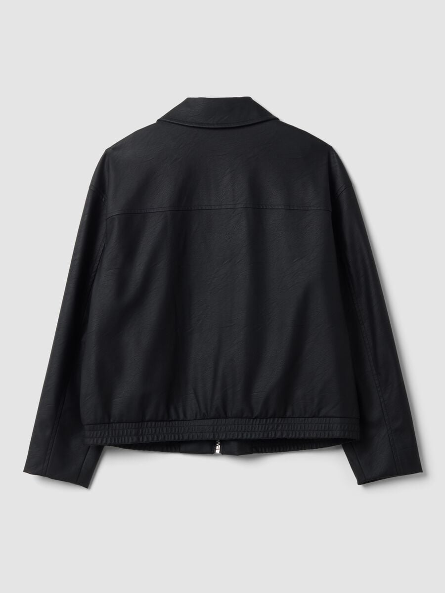 Black regular-fit jacket with zip and collar_2