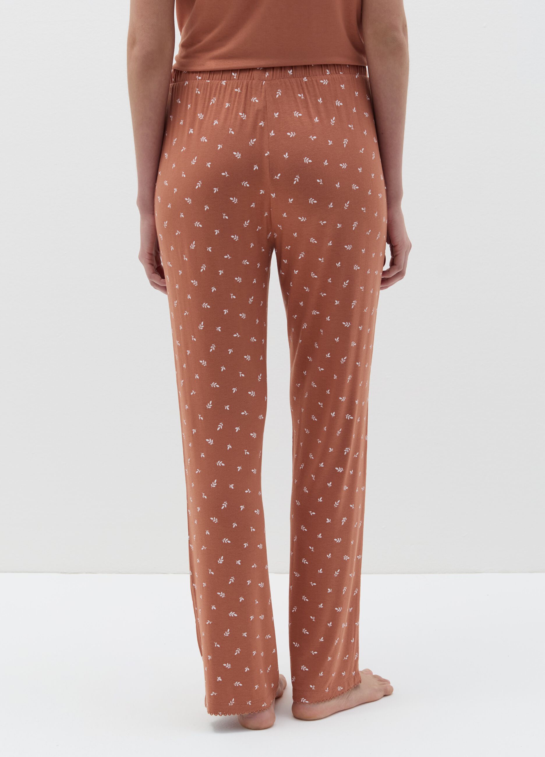 Pantalone pigiama stampa foglioline