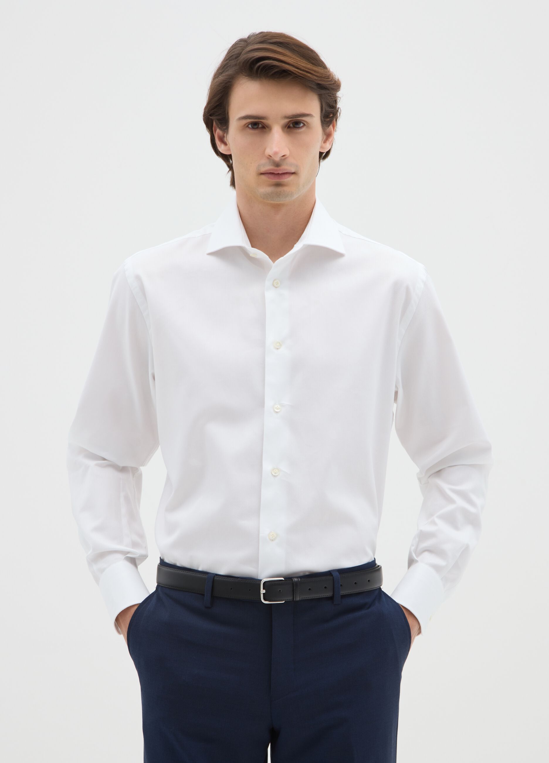 Men's pure cotton white regular fit shirt