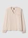 Pink stretch-fabric V-neck top_0
