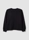 Black pure cotton sweatshirt with front slogan, relaxed fit, for girls_4