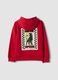 Red cotton-blend hoodie with racing print, relaxed fit_1
