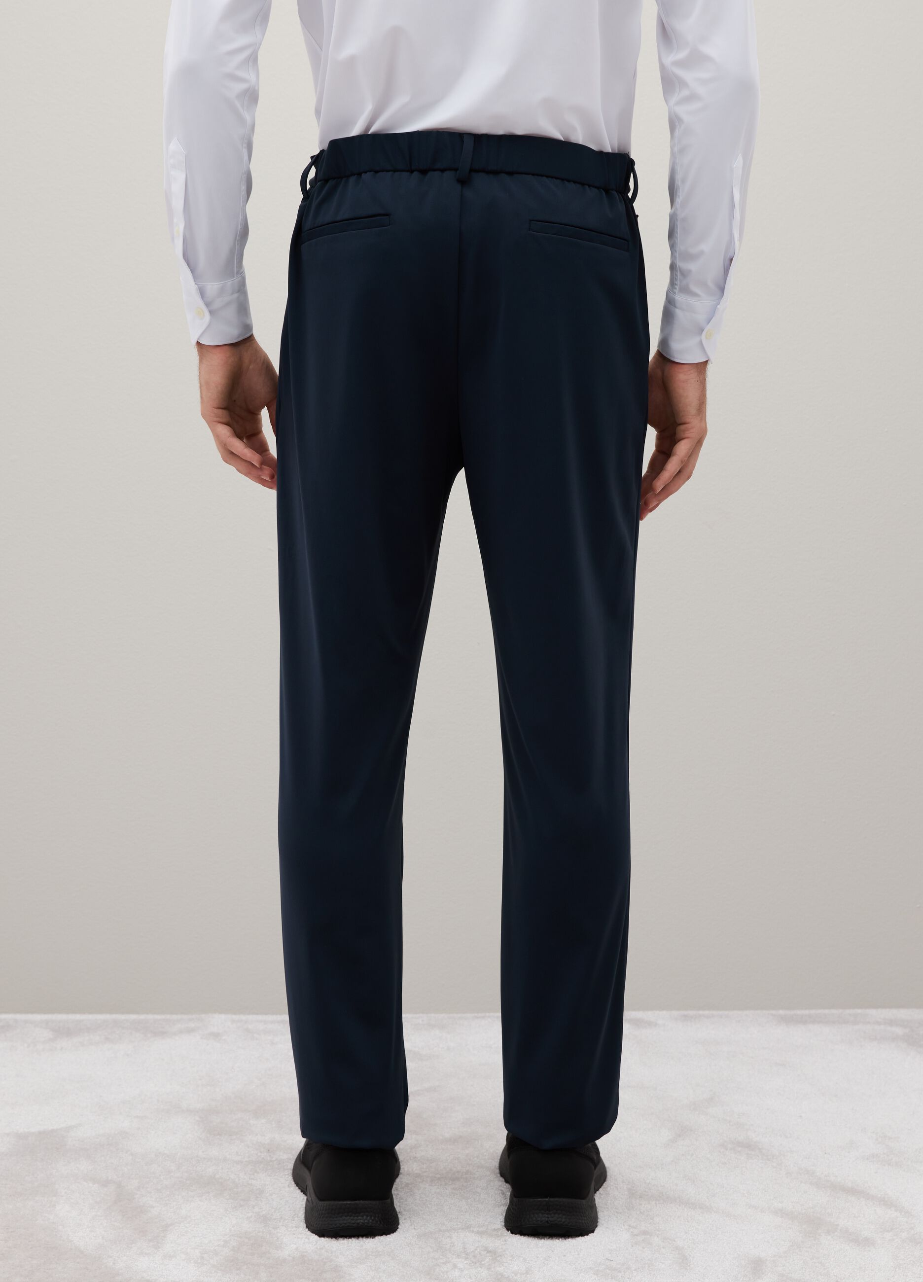 Blue Stretch Fabric Trousers Regular Fit
