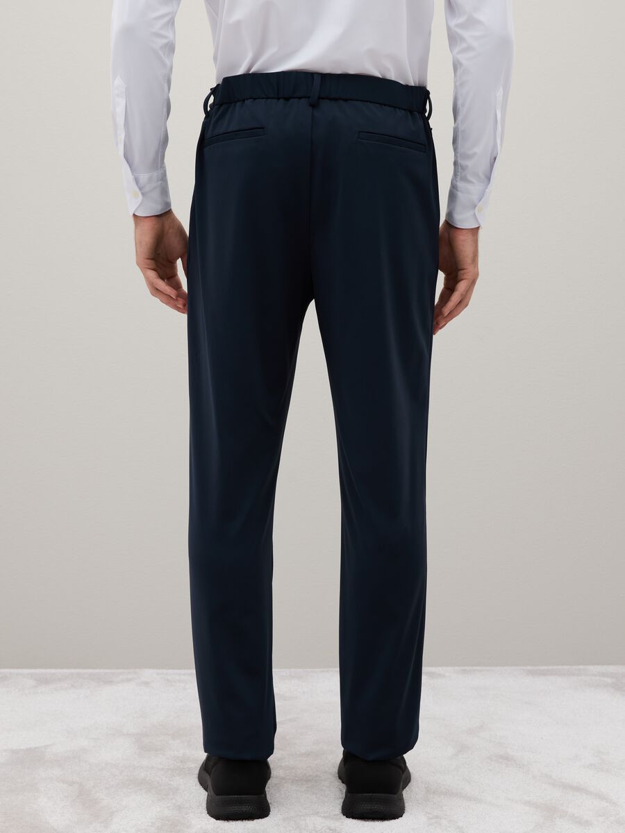 Blue Stretch Fabric Trousers Regular Fit_3