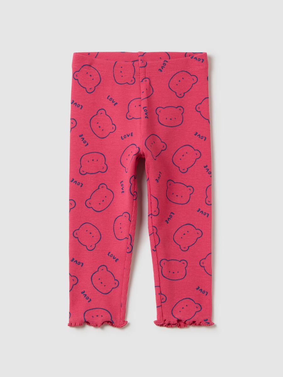 Girls' pink stretch cotton leggings_0