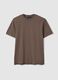 Brown pure cotton regular fit crew-neck T-shirt_0