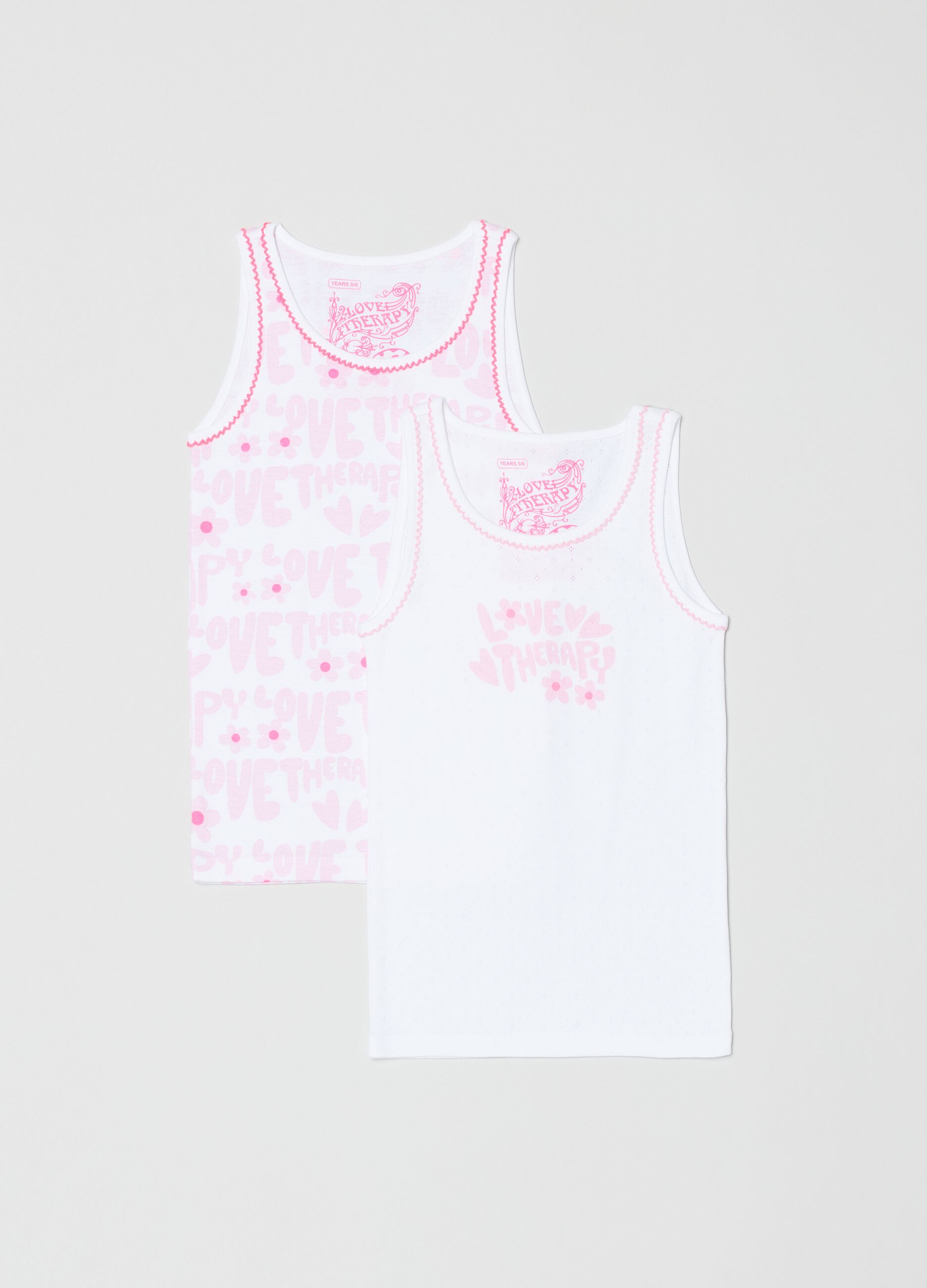 Two-pack vests with Love Therapy print