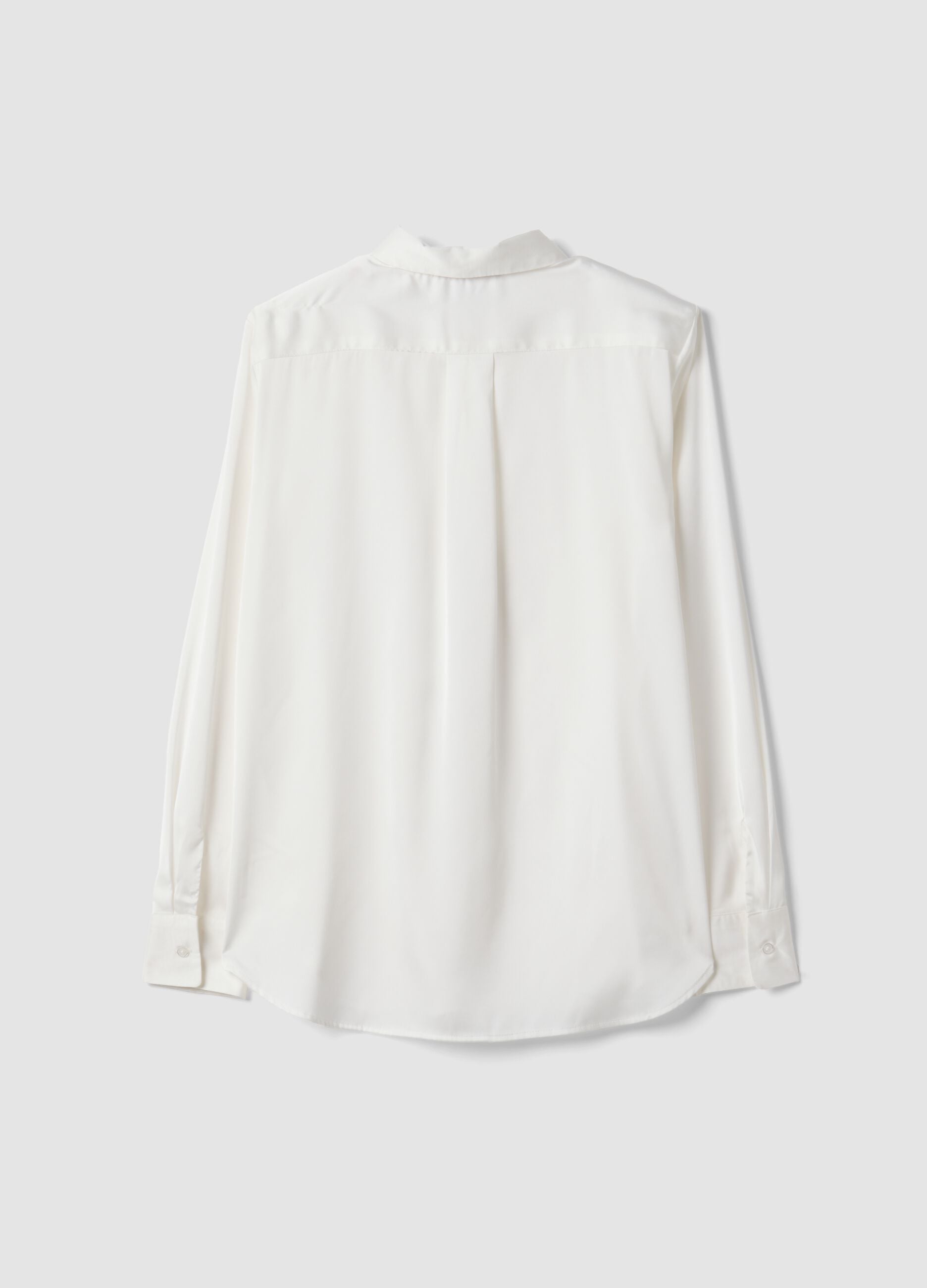 White stretch-fabric shirt with classic collar, regular fit