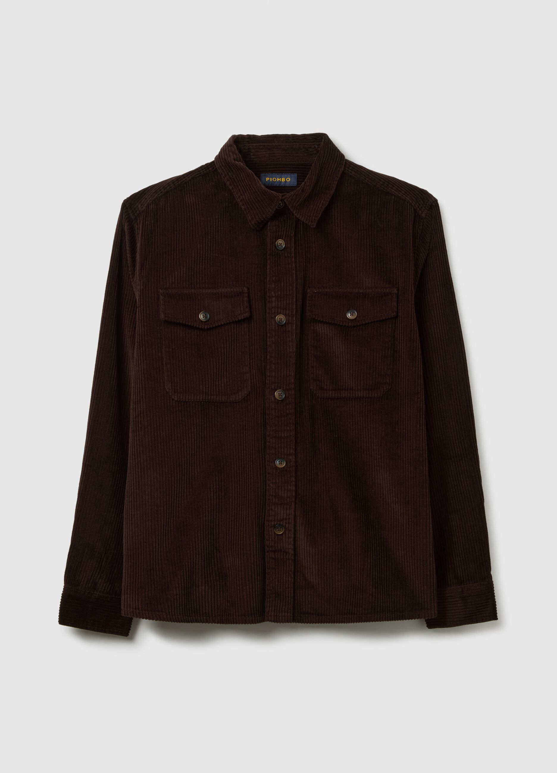 Pure cotton and brown corduroy shirt with oversized fit