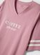 Camicia da notte rosa in puro cotone organico con scollo a V con stampa_5