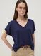 Blue stretch viscose V-neck T-shirt_0