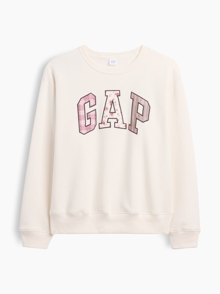 Ivory white cotton-blend sweatshirt with GAP patterned lettering_3