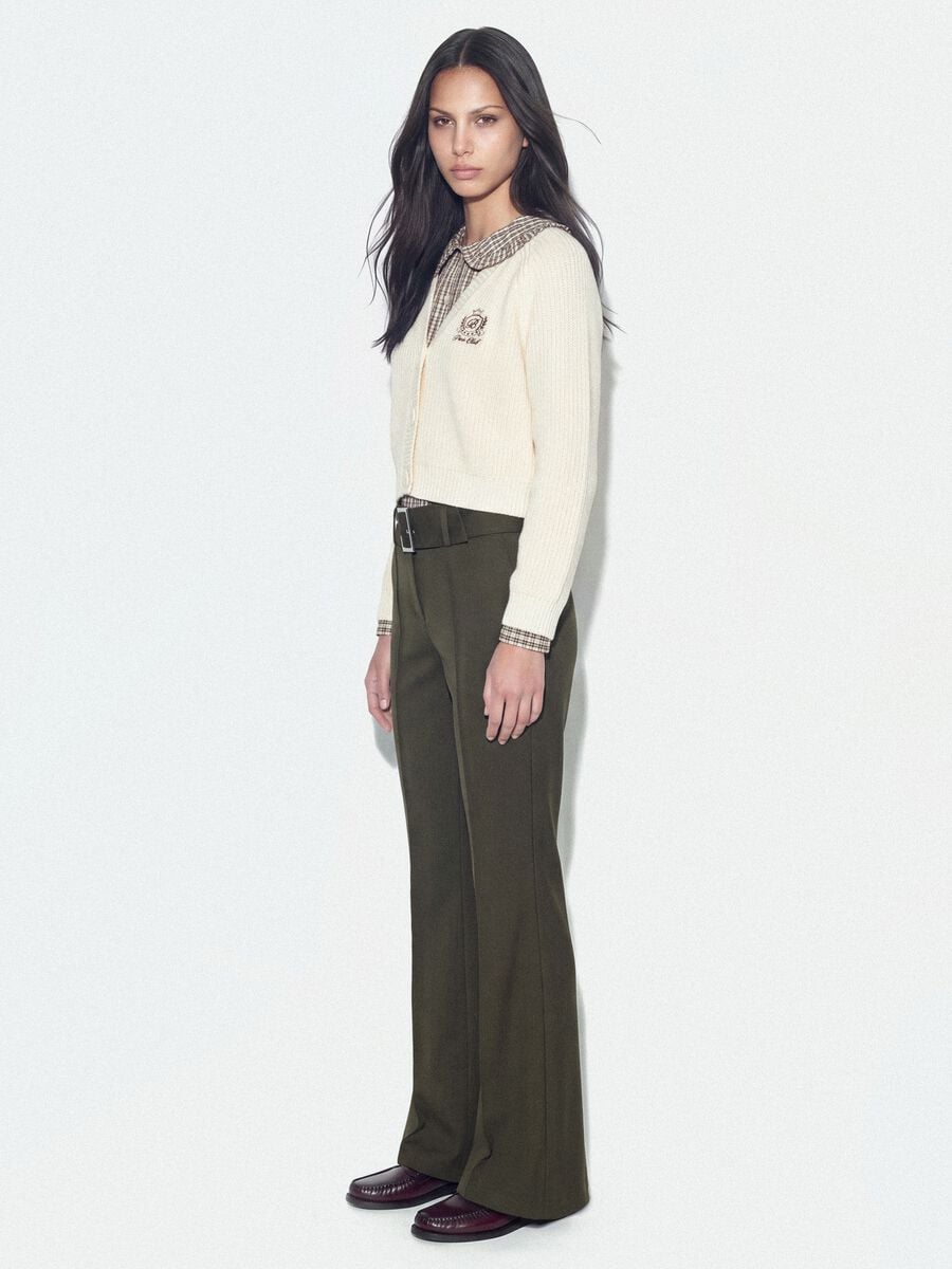 Green slim-fit stretch viscose trousers_4