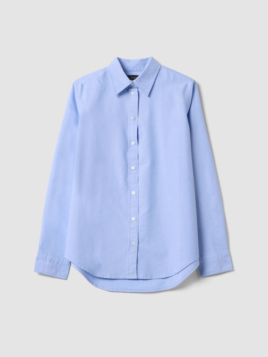 Light blue pure cotton Oxford shirt, comfort fit_4