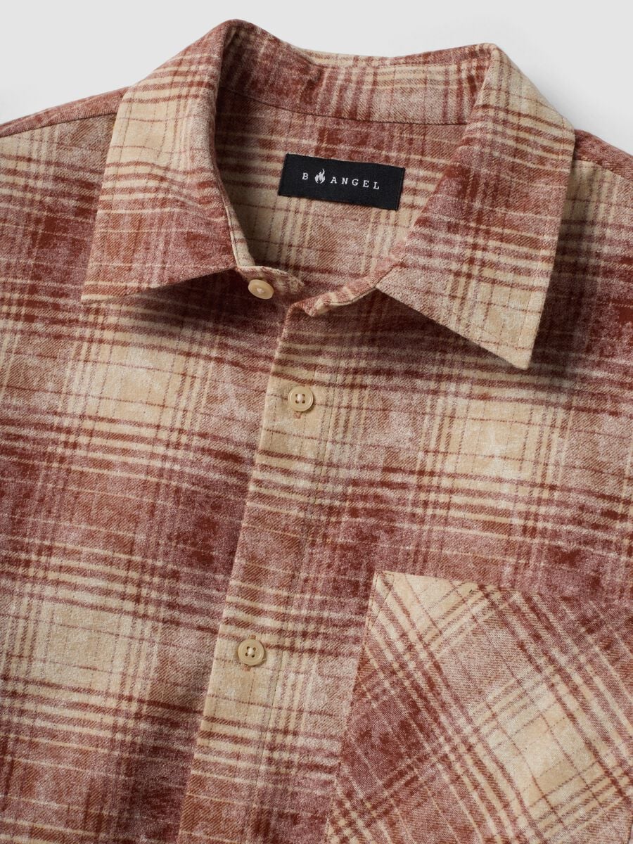 Brown checked pure cotton shirt_1