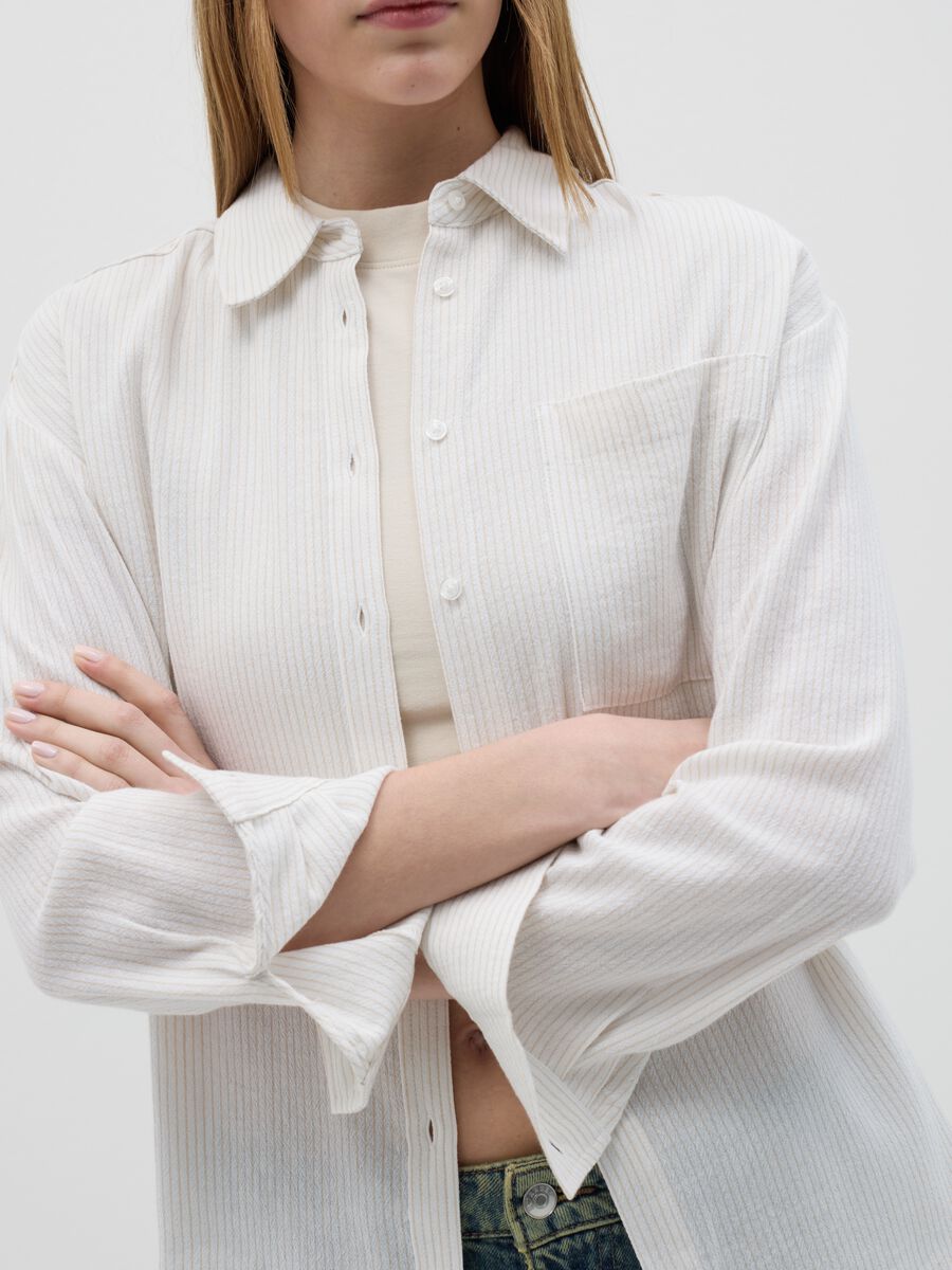 Striped beige shirt in cotton and linen_2