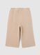 Girl's beige wide-leg cotton blend trousers_1