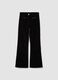 Black ribbed stretch-cotton flared trousers_4