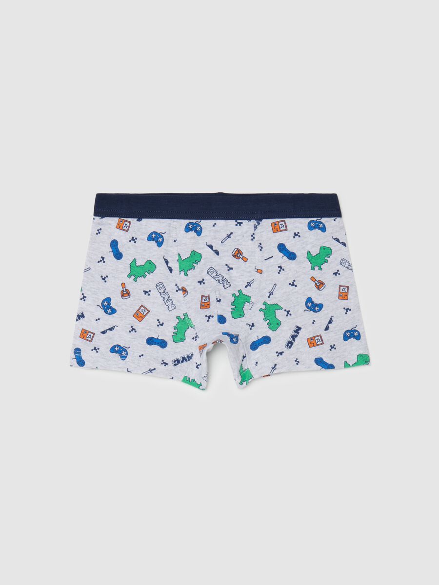 Stretch cotton boxer shorts with games print_0