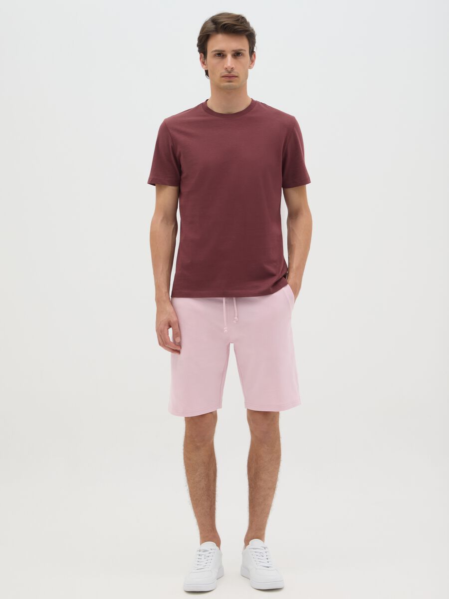 Men's pink cotton blend shorts regular fit with back pocket_0