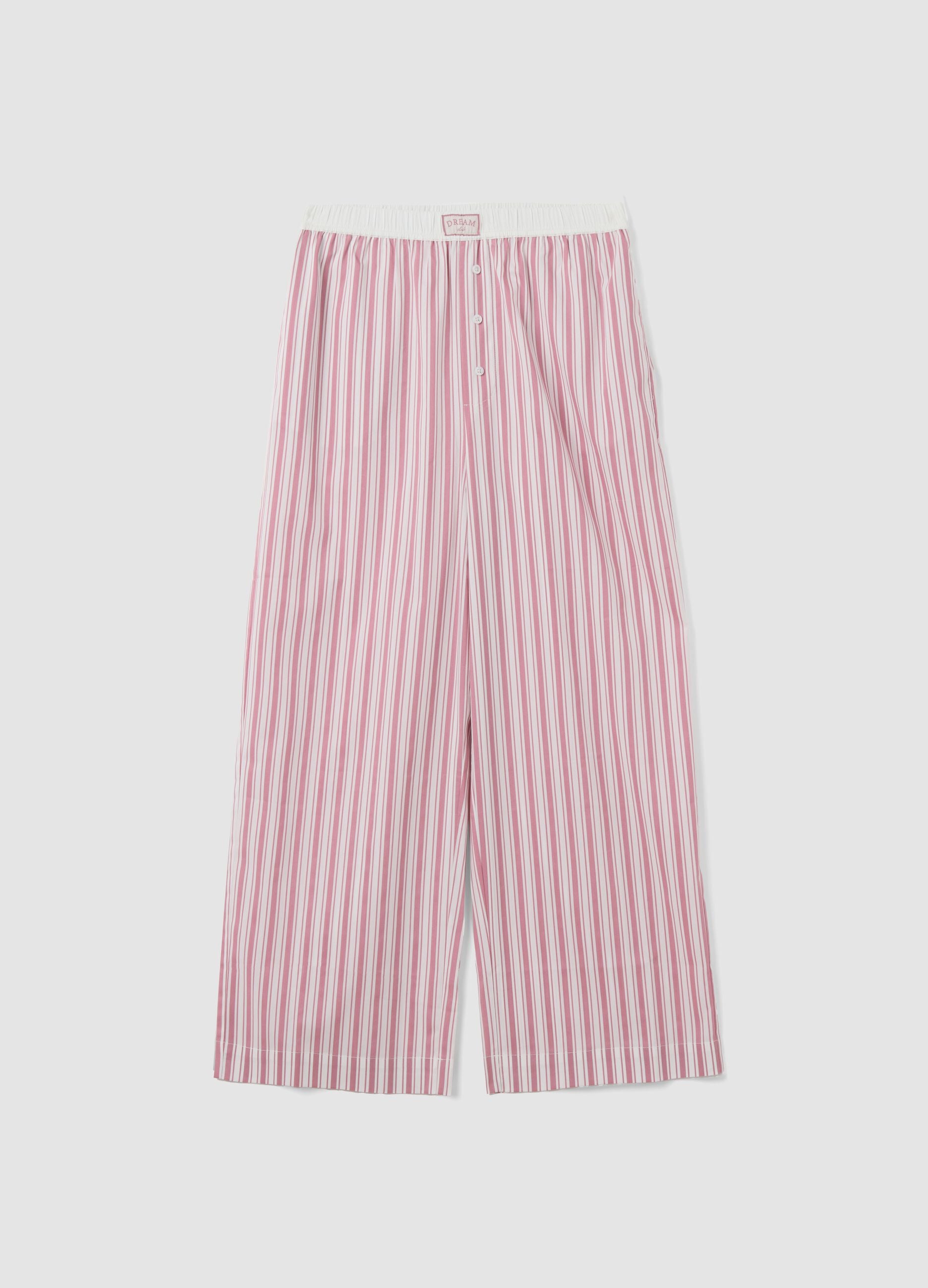 Pink organic cotton striped regular-fit pyjama trousers
