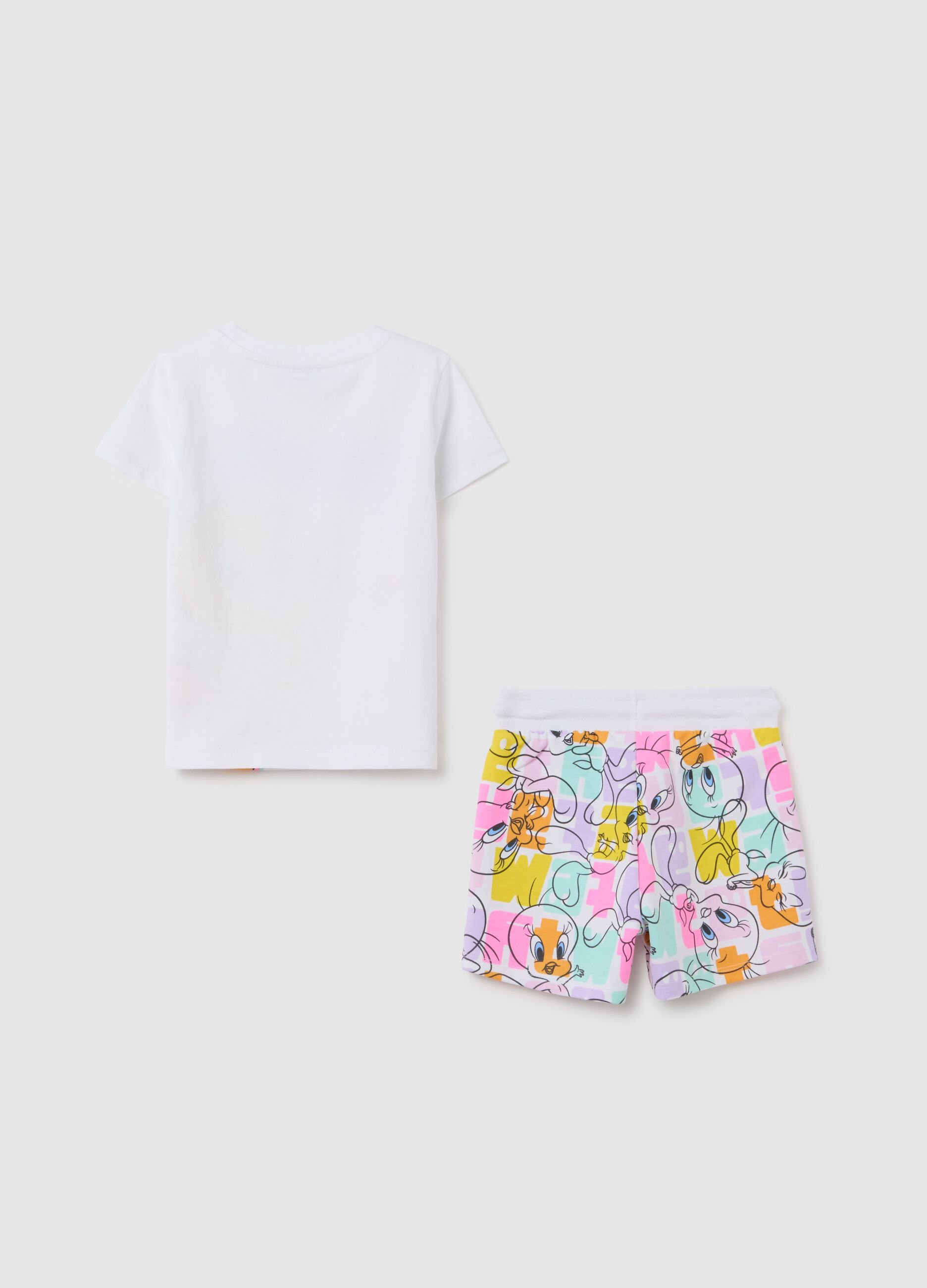 Girls' white pure cotton set regular fit with Looney Tunes prints