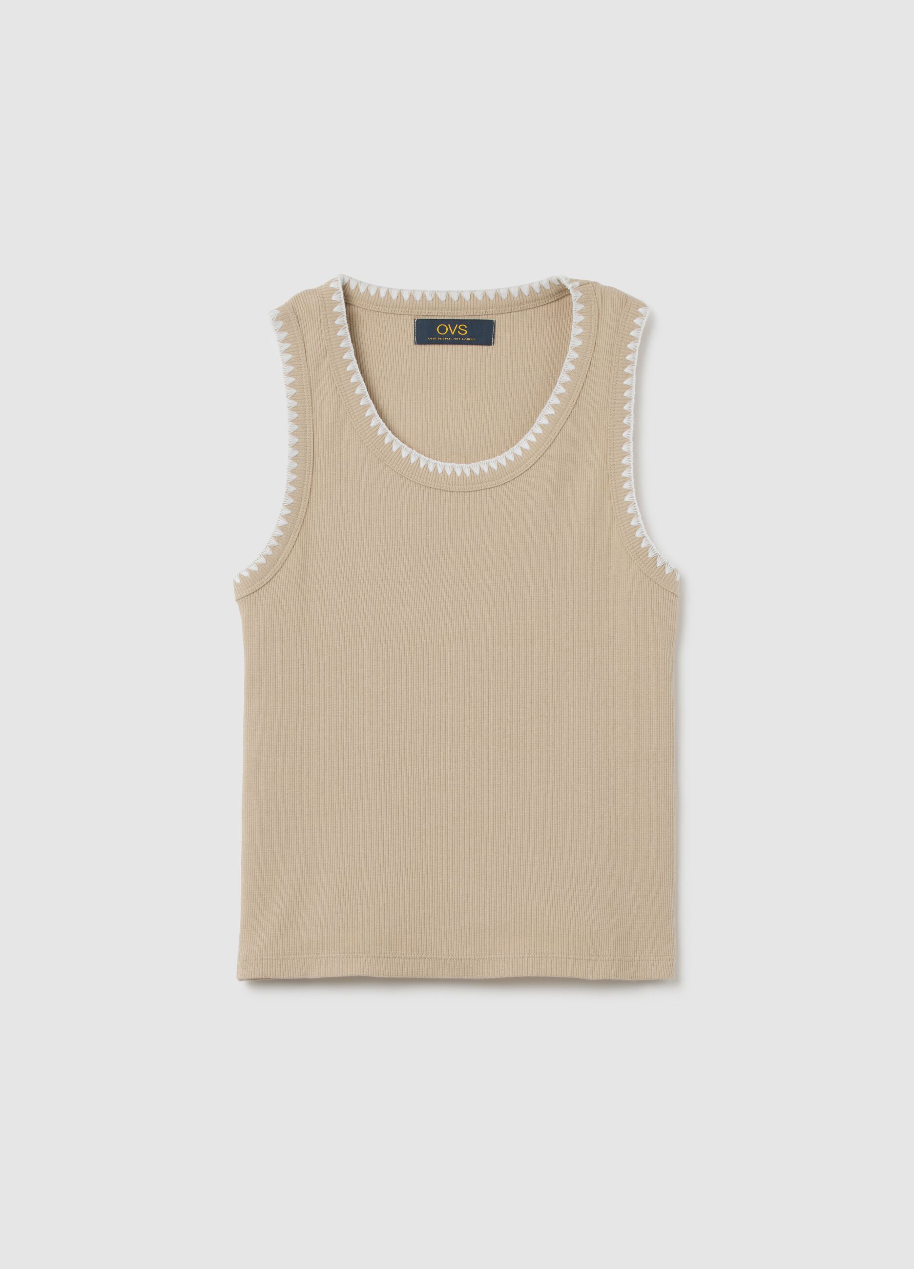 Canotta da donna in cotone elasticizzato beige