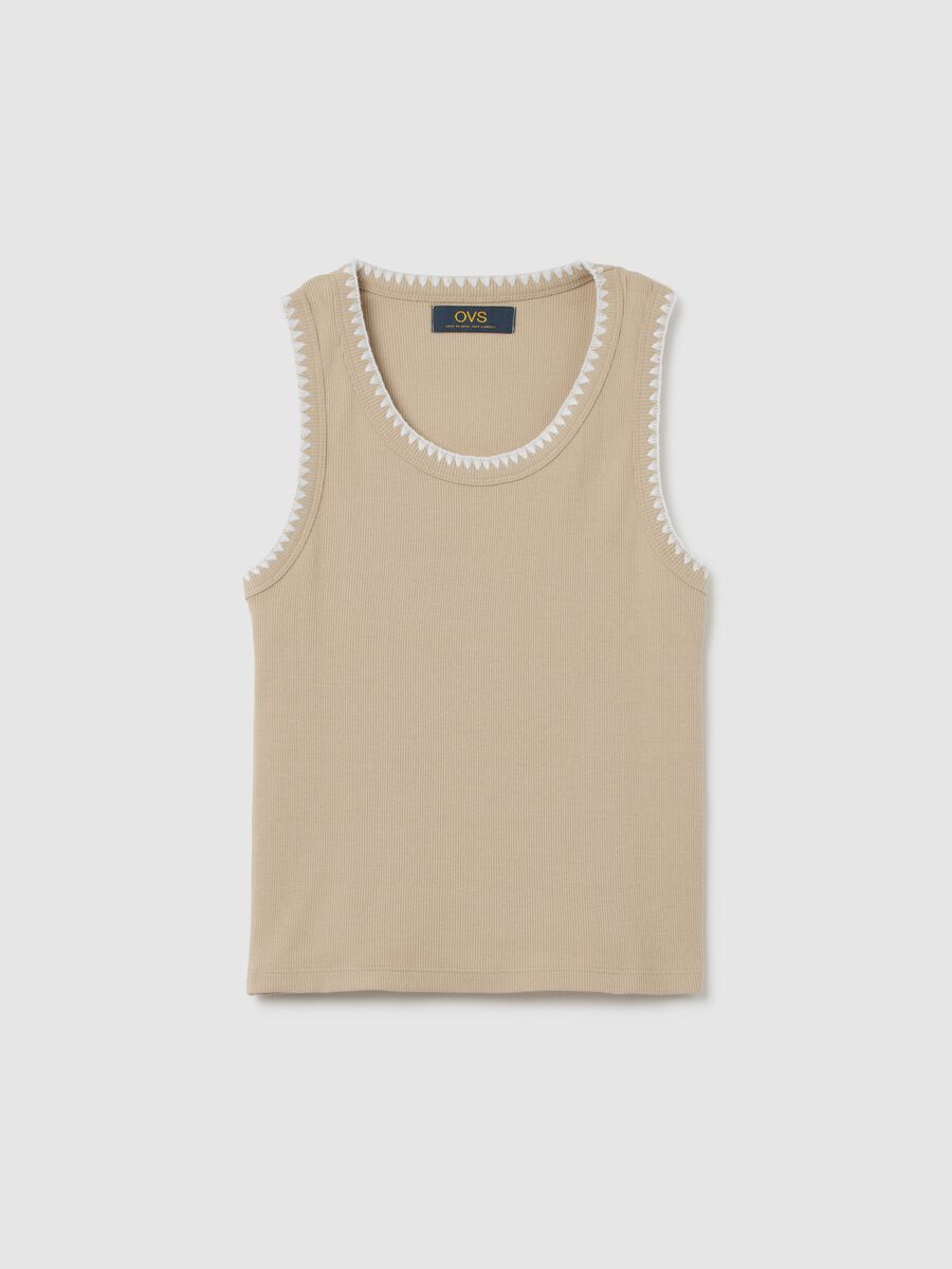 Canotta da donna in cotone elasticizzato beige_0