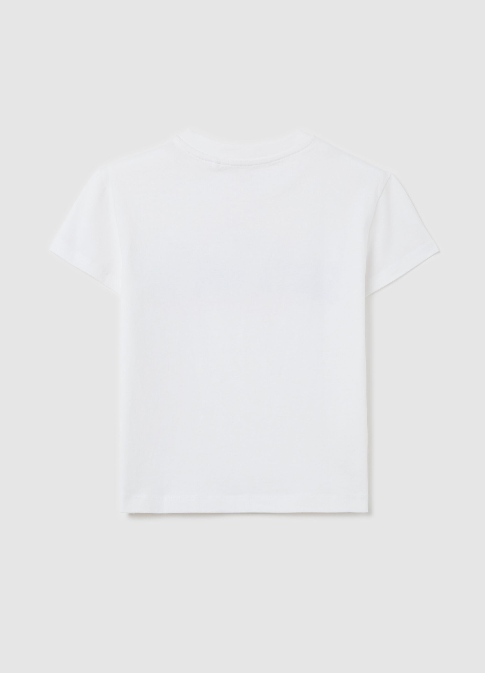 White cotton T-shirt with lettering print