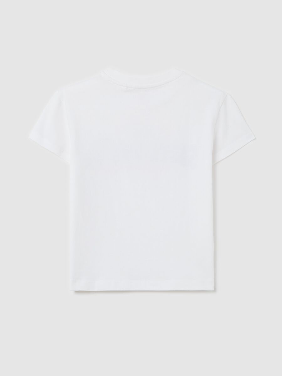 T-shirt bianca in cotone con stampa lettering_4