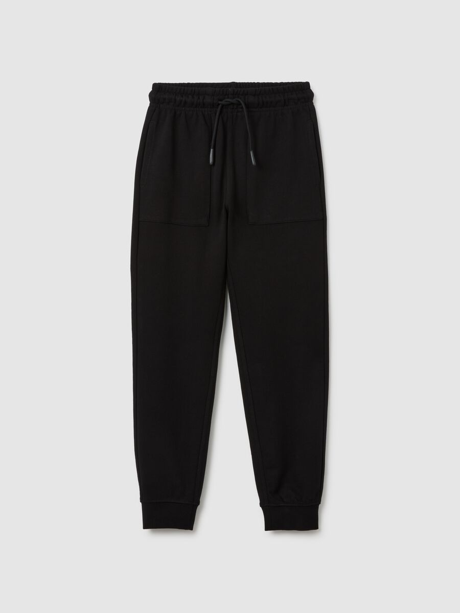 Boys' black pure cotton regular fit jogger trousers_0
