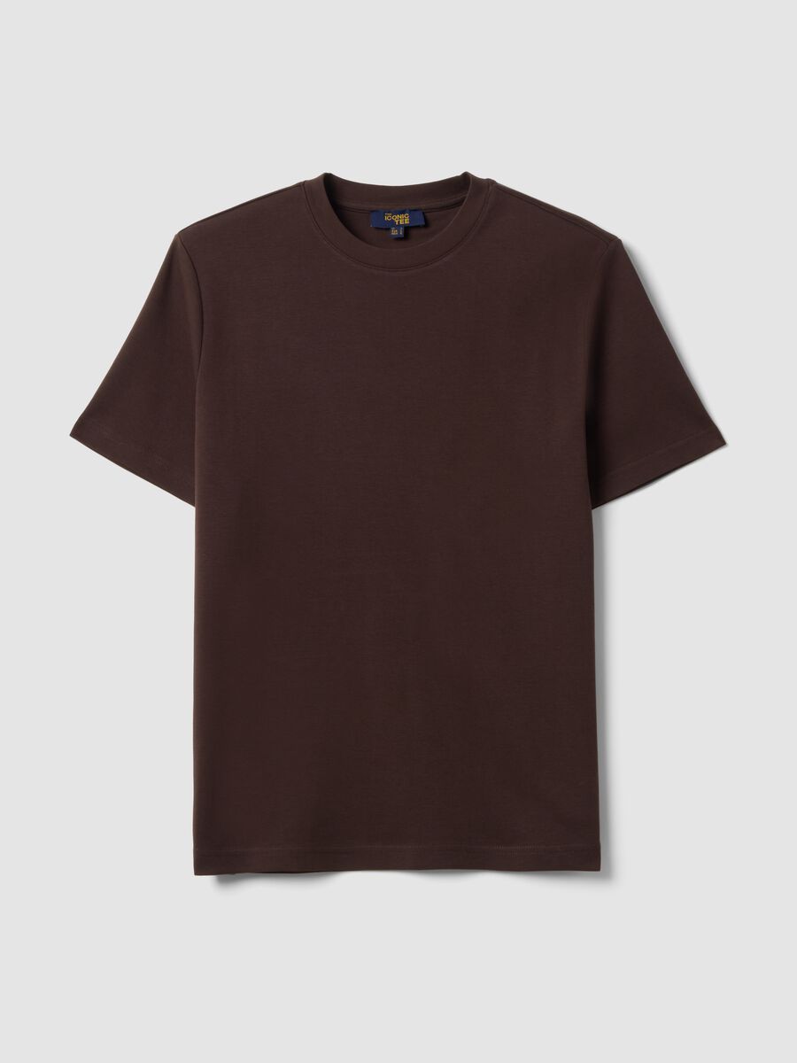 Brown pure cotton regular-fit short-sleeve T-shirt_4