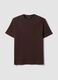 Brown pure cotton regular-fit short-sleeve T-shirt_4