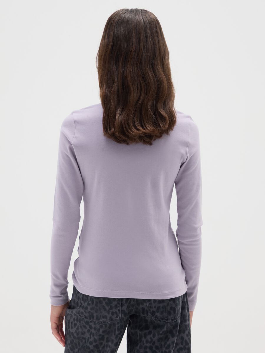 Girls' purple slim fit pure cotton t-shirt_1