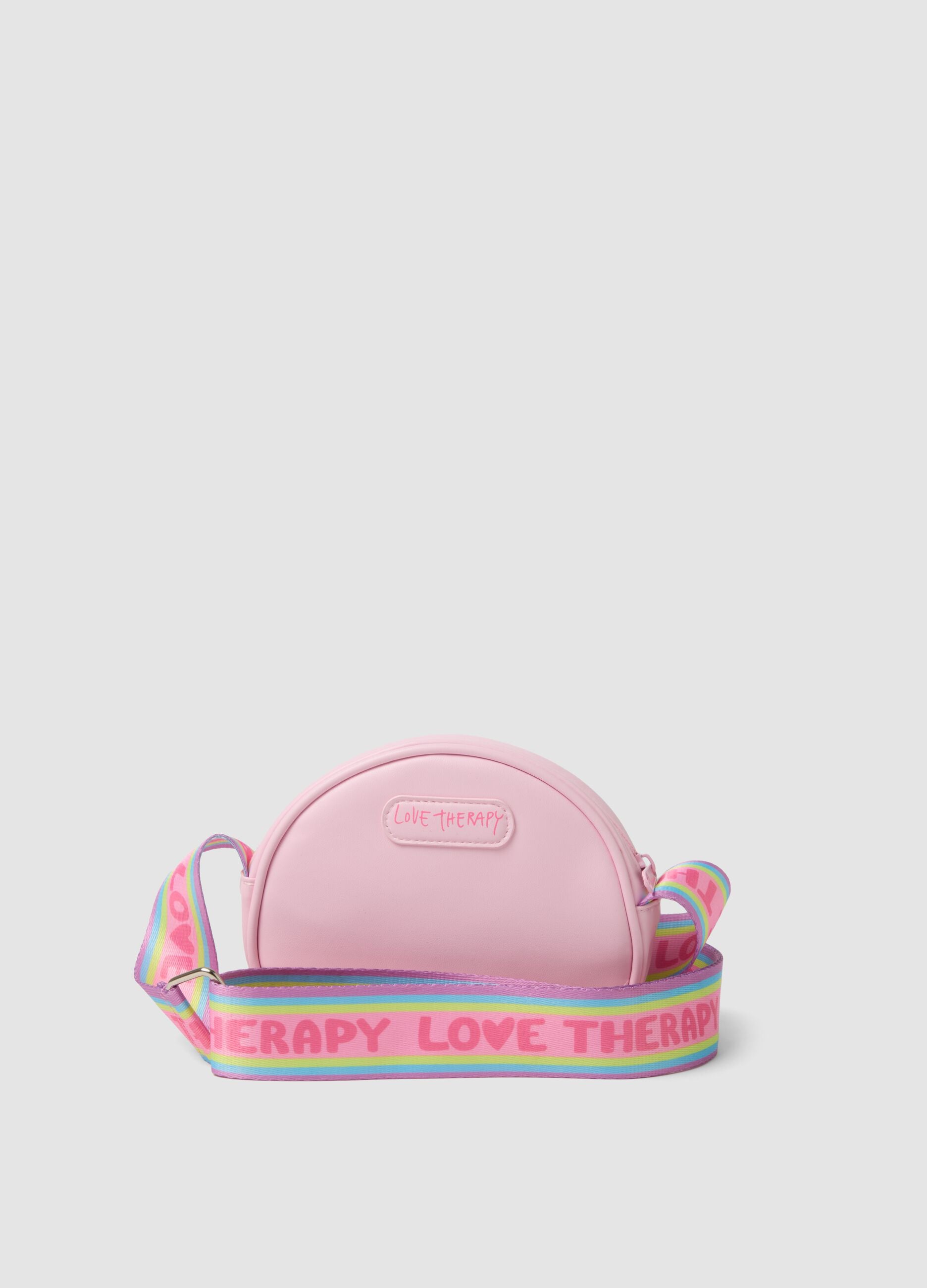 Pink crossbody bag with rainbow