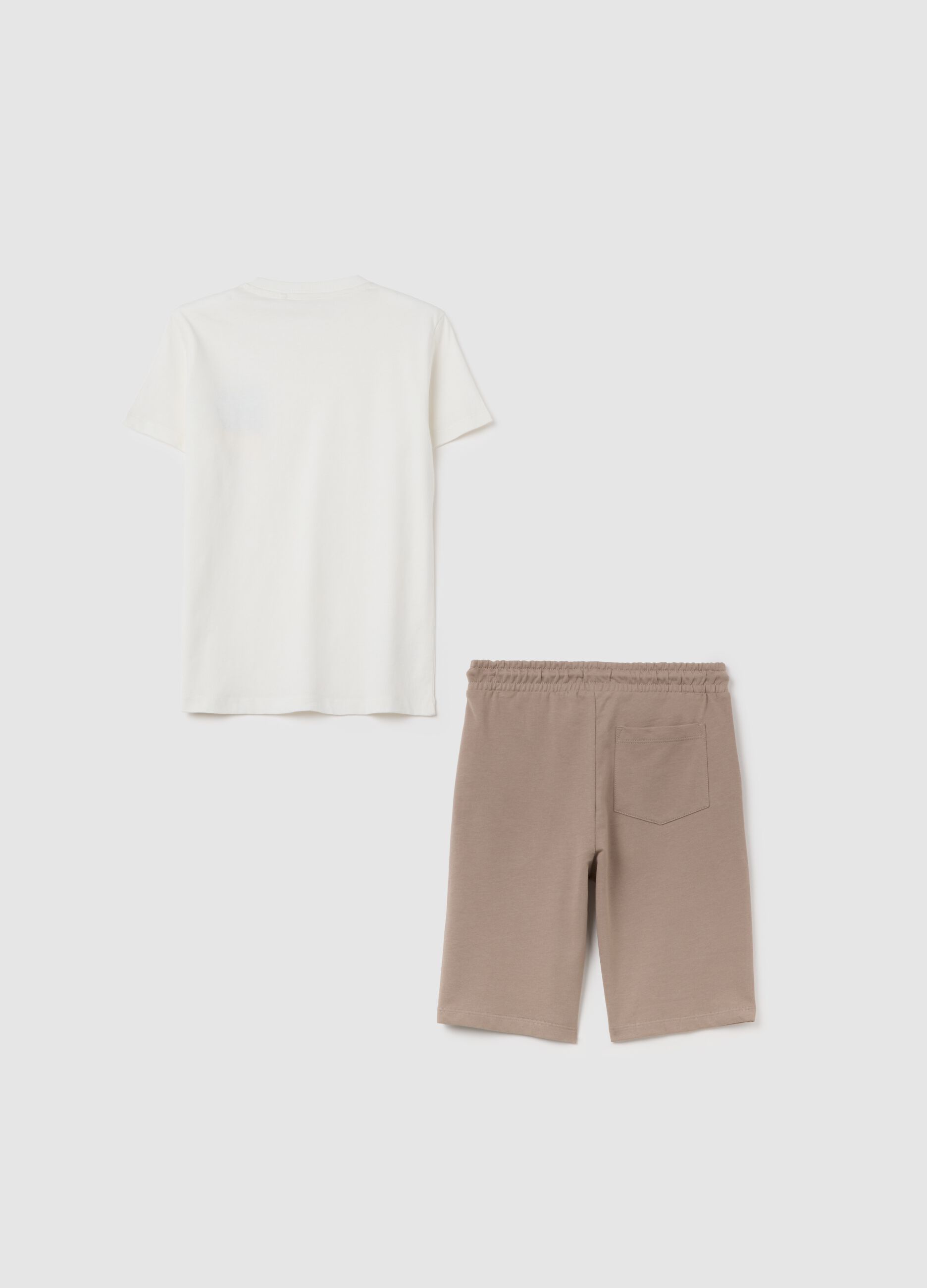 Boy's white and beige pure cotton regular fit outfit